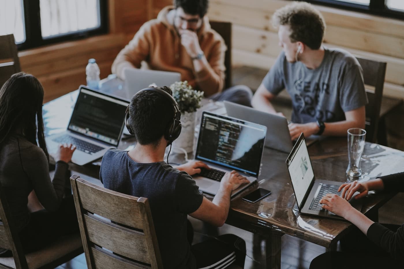 Collaborative team working together in a modern workplace